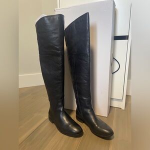 Elegant Black Leather Knee-High Boots